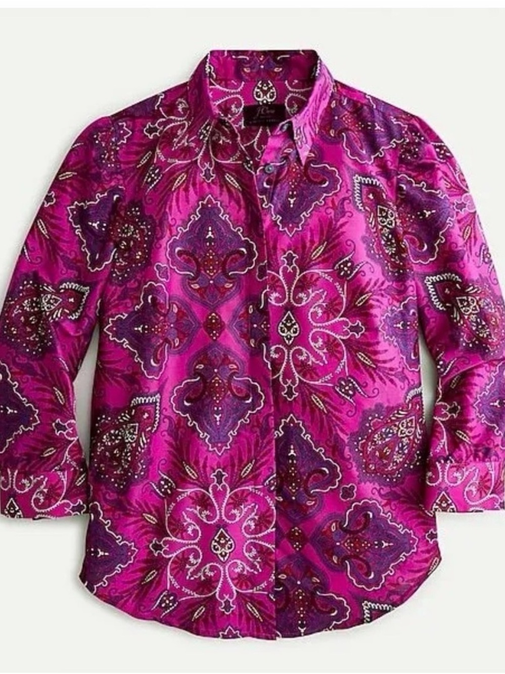 J. Crew Liberty Fabric Bright Fuscia Paisley Button-Down Shirt